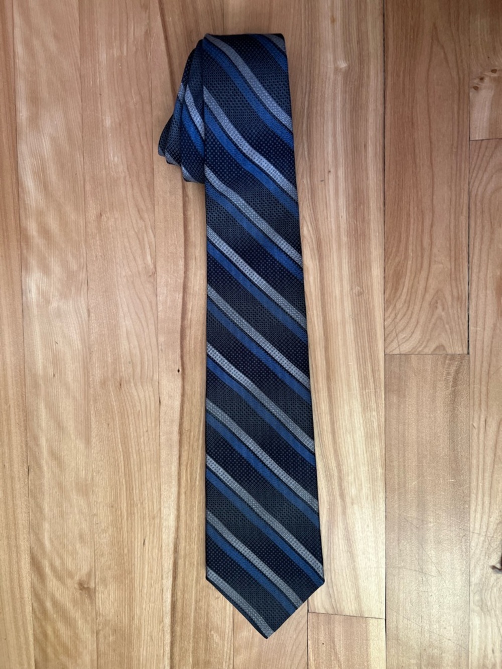 Dior Navy and Light Blue Diagonal Stripe Tie